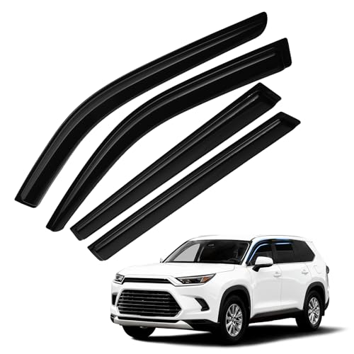 Image of Grand Highlander Rain Guard - Window Visors for Toyota Grand Highlander XLE Limited Platinum MAX Hybrid 2024-2026, Tape-On Side Window Rain Guards, 4PCS, Black, Car Accessories
