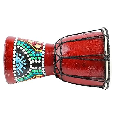 Omquot Wooden Djembe, African Drum, Hand Percussion Instrument, Net Sound for Children and Adults, 7.9 Inch Solid Wood