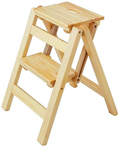 Taburete plegable, escalera multiusos ligera para el hogar, cocina, comedor, silla de escalada interior, acabado de nogal, fácil almacenamiento, diseño resistente
