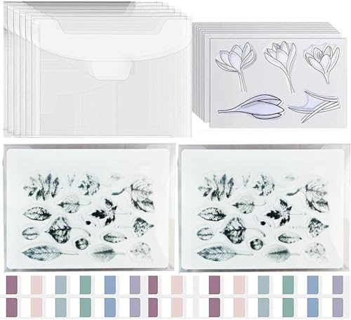 20 PCS Clear Stamps Storage Panels Resealable Die Cut Storage Bag White Plastic Stamps Organizer Panels Clear Stamp Organizer Set for Die Cutting and Decorative (20PCS)