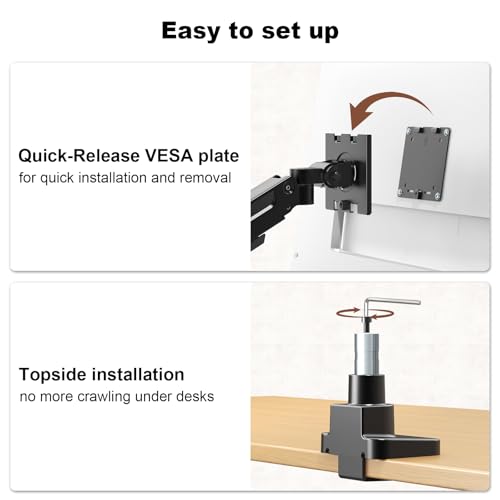 Image of Dual Monitor-Arm Heavy-Duty for 27-49-inch Screens - Premium Vertical Stacked Dual Monitor Arm Desk Mount for Ultrawide Screens up to 44lbs, Full Motion, VESA 75 /100 mm, Black
