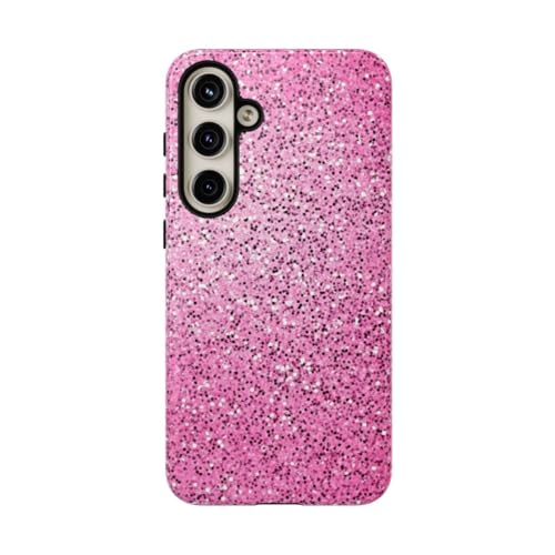Coque Galaxy S24 Plus texture pailletée rose finition brillante premium