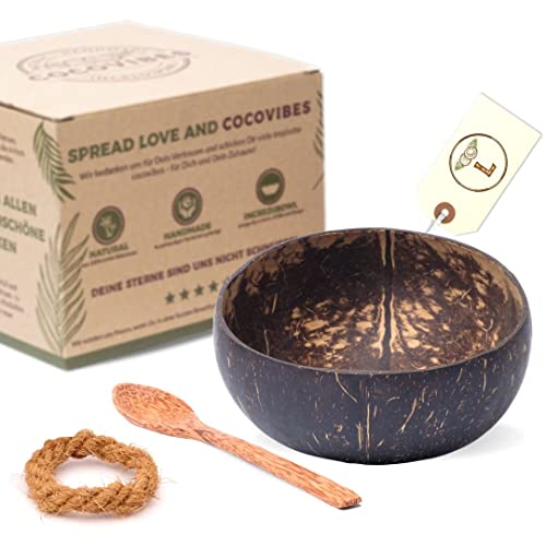 cocovibes Kokosnuss Bowl – Müslischale, Smoothie Kokosnuss Schale...
