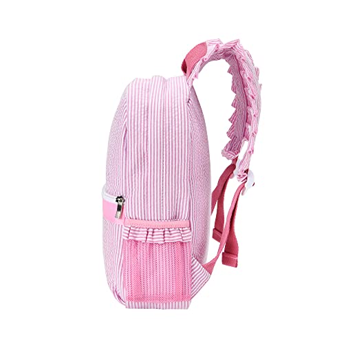 Lightweight Toddler Backpack for Girls,Seersucker Preschool Bookbag for Kids,Cute Pleated Children Kindergarten Backpack,SMALL (Pink, Small)3