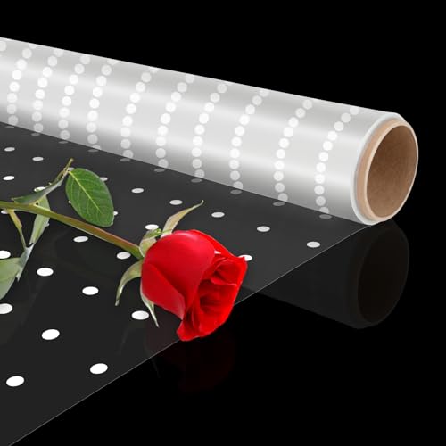 Takytao Rolo de papel de embrulho de celofane de 40 cm x 25 m, papel de embrulho transparente para e