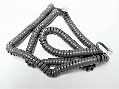 DIY-BizPhones 25' Ft Dark Gray Long Handset Cord Business Landline Phone Receiver RJ9 RJ10 4P4C Wire Cable Coiled Corded Wall Residential Home Charcoal Replacement-L8