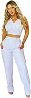 Conjunto Feminino com Blusa de Gola e Detalhe com Calça, Branco