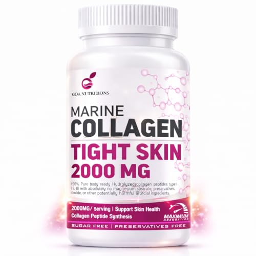 Marine Collagen for Skin Hair Supplement for Men Women with Hyaluronic Acid (99% Supplements) Biotin & Vitamin C, B12, Collagen Protein Peptide Builder-60 Tablets