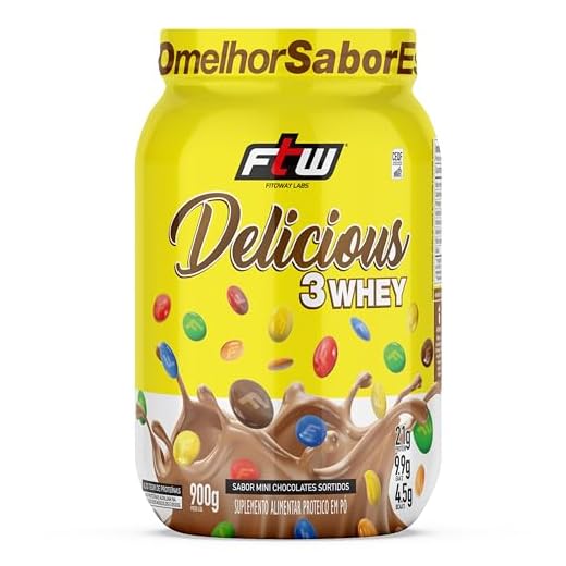 Delicious 3 Whey Proteína Hidrolisada Concentrada E Isolada Pote 900g Sabor Mini Chocolates Sortidos - FTW