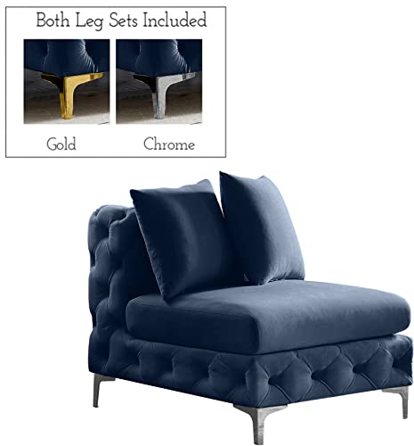 Sillón sin brazos Terciopelo Azul marino miniatura 4