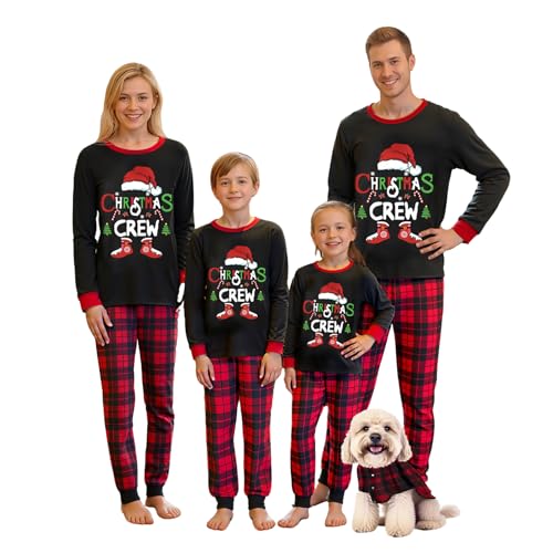 OAKFashion Christmas Pajamas for Family, Xmas Pajamas Family Christmas Pjs Matching Sets Holiday Nightwear Jammies for Couples Kid Baby(&g-11, Dog, M)