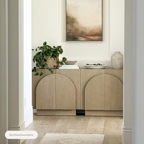 Nathan James Iris Mid-Century Modern Credenza, Light Brown TV Stand, Living Room Wood Storage Cabinet with Arched Cabinet Doors, White Oak, Set of 2 by Nathan James - Image 5