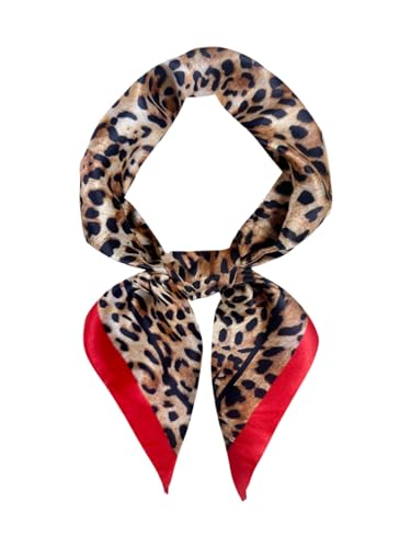 WDIRARA Women's Leopard Print Square Scarf Large Head Bandana Sleeping Hair Wraps Streetwear