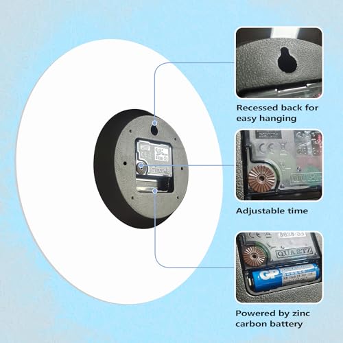 The Geeky Days Run Backwards Clock 12Inch Arabia Numbers Battery Operated Silent Quartz Anticlockwise Reverse Anti Acrylic Wall Watch Home Decor Run Counter Round Timepieces thumb #5