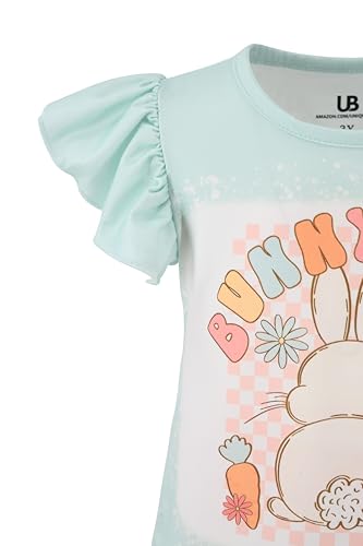 Image of Unique Baby 2 Piece Girls Double Bell Bottom Leggings Outfit with Short Sleeved Shirt Kid and Toddler Clothes Set
