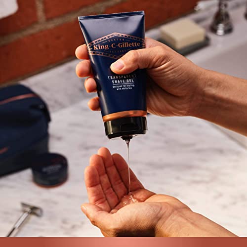 King C. Gillette Regolabarba Uomo, Rasoio a Mano Libera, Gel Da Barba Trasparente, 3 Lamette da Barba per Pelli Sensibili, Idea Regalo Uomo Kit Professionale