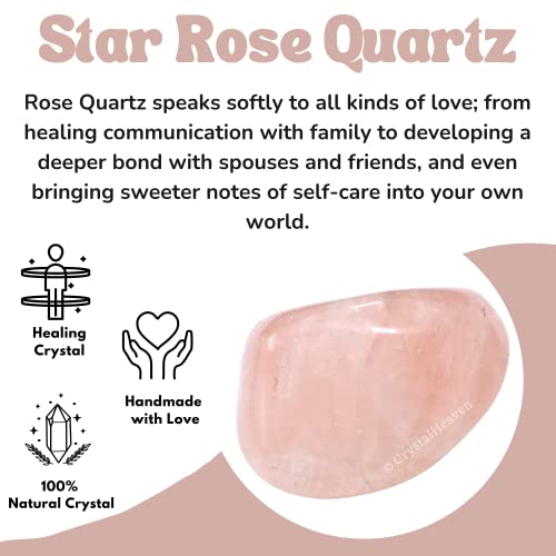 Image of Certified Star Rose Quartz Crystal Healing Tumbled Stone, Natural Polished Crystals for DIY Crafts, Manifestation, Meditation, Pooja Feng Shui and Reiki Healing (30 Grams)