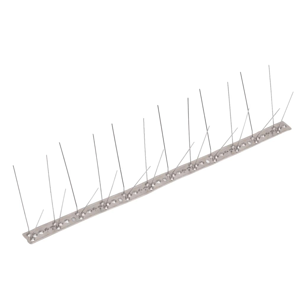 Mangloder - Juego de 20 púas antipalomas de acero inoxidable, 10 m en total, 4 filas, 115 mm de púas, para balcón, jardín, terraza, protección contra palomas y gatos