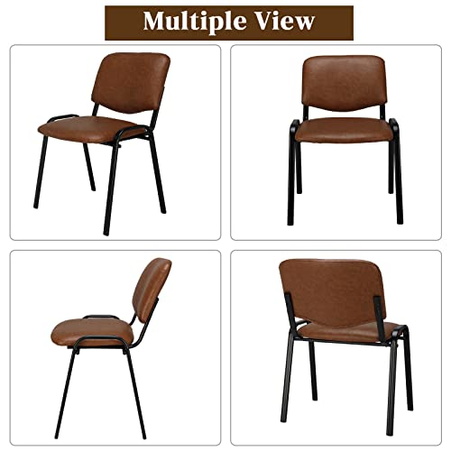 Image of VINGLI Rustic Waiting Room Chairs: 10-pack PU Stackable Church & Office Chairs for Conference Room, Reception, & Lobby
