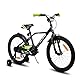 Hiland 20 Zoll Kinderfahrrad, Jungen Fahrrad für 7 8 9 10 Jahre, mit Stützrädern, Kinderfahrrad mit Handbremse und Rücktrittbremse, Schwarz und Grün