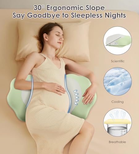 Image of Memory Foam Pregnancy Pillows for Sleeping, Side Sleeper Maternity Pillow Support for Back Belly HIPS, Adjustable Wedge Pillow for Pregnant Women, Side Sleeping Pregnant Pillows with Pillowcase