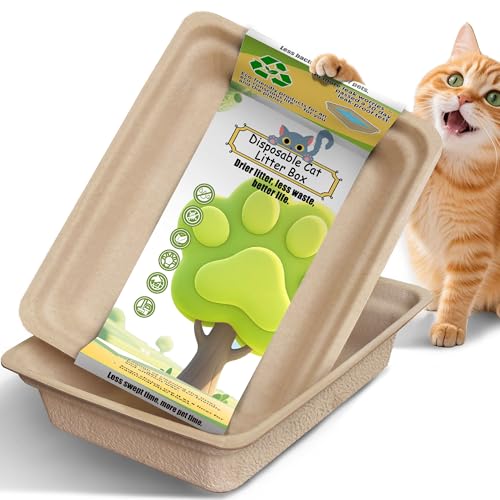 Disposable Litter Boxes for Cats Large: 2/4/6/8-Pack 17.5'' x 13.5'' Leak-Proof Sustainable for Indoor/Travel Use Standalone or as Liner 2-Pack