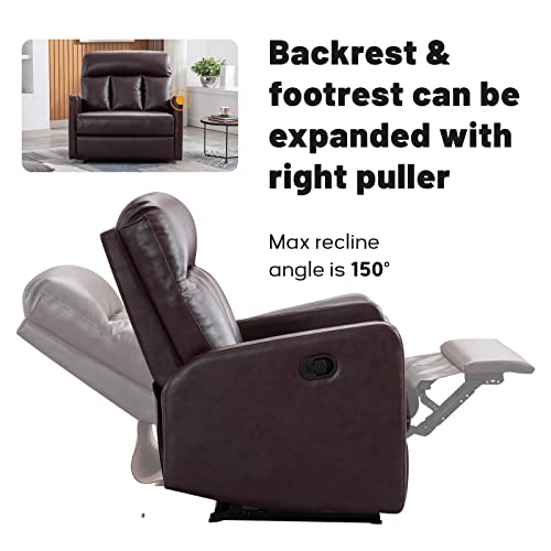 Anj Oversized Wide Recliner Chair Faux Leather 2-Seater Recliners Roomy Manual Reclining Chairs For Living Room, Perfect For Pups To Sit Together, Brown #TOP2