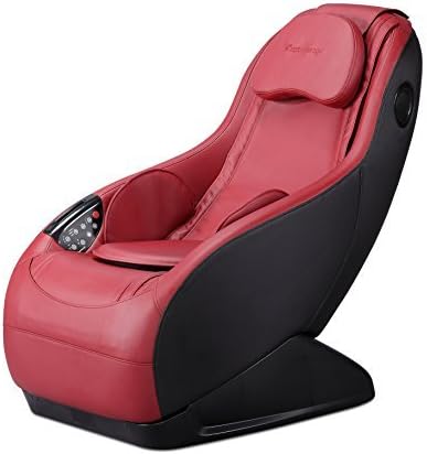 Fully Assembled Curved Long Rail Shiatsu Massage Chair w/Wireless Bluetooth Speaker and USB Charger PS4 (Burgundy Massage Chair)