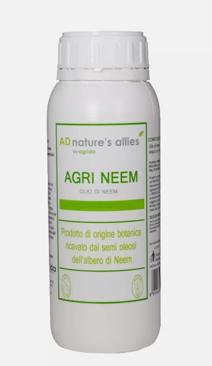 Olio di Neem per Piante da Olio di Neem Puro Biologico 1Litro Concentrato Solubile 100% Naturale per Orto Prato Giardino Anti Afidi Cocciniglia Pidocchi Cimici Bruchi Moscerini Piante