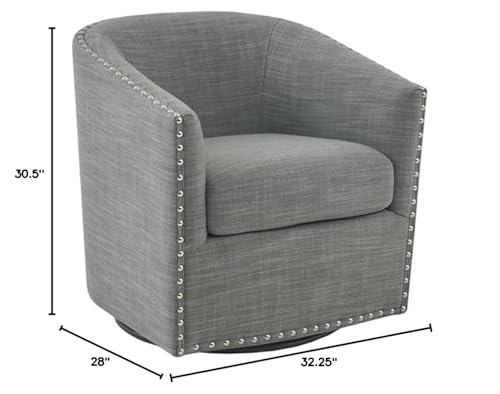 Sillón Giratorio Barrel Gris con Base Madera y Metal miniatura 3