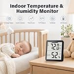 3 Pieces Digital Hygrometer Indoor Thermometer Humidity Meter, Black - Image 2