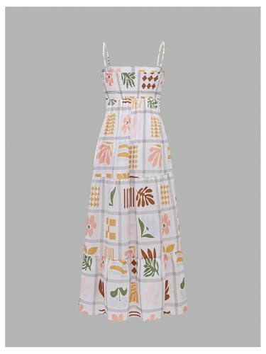 Floerns Women's Summer Boho Spaghetti Strap Maxi Dresses Shirred Beach Dress Flowy Sundress2