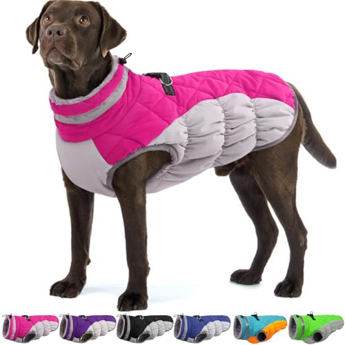 Image of Dog Winter Jacket Cozy Reflective Waterproof Windproof Warm Pet Garment,Comfortable Cold Weather Fleece Apparel Outfits with Zipper Closure for Small Medium Large Dogs Puppy Walking,X-Large