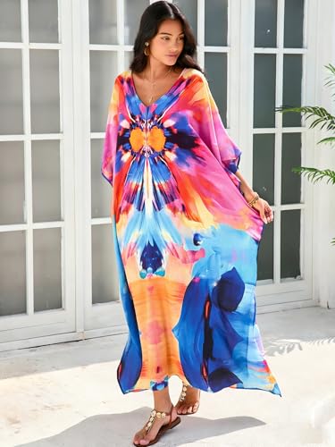 Image of Moss Rose Kaftan Dresses for Women Summer Swimsuit Cover up Caftan Dress