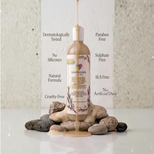 Image of Herbal Ayurvedic Shampoo with Rosemary , Flaxseeds,Methi +hairgrowth herbs| Natural, Vegan & Handmade | Hair Fall Control + Scalp Nourishment | Artificial colour & Fragrance Free | Paraben & Sulfate-Free |Dermatologically tested| (500 ml)