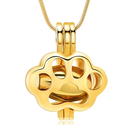 QGJNSGC Pet Cremation Jewelry for Ashes for Dog Cat Paw Print Memorial Locket Urn Necklace with Mini Case Keepsake Cremation Jewelry for Women/Men