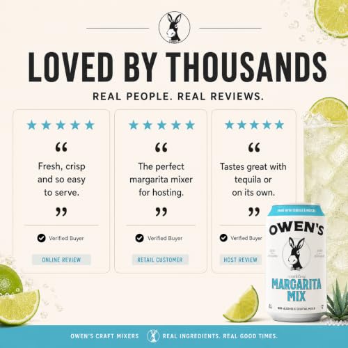 Image of Owen's Premium Non-Alcoholic Sparkling Cocktail and Mocktail Mixer, Drink Mixer for Cocktails, Mocktails, and Party Beverage, 24 Pack of 8.2 fl oz Cans (Margarita Mix)
