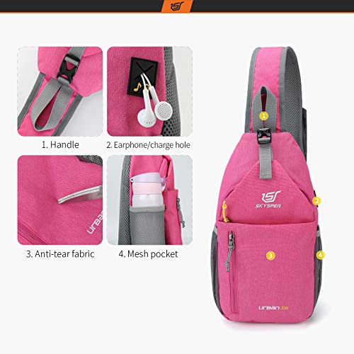 Skysper Sling Bag Crossbody Backpack - Chest Shoulder Cross Body Bag Travel Hiking Casual Daypack For Women Men(Pink) #TOP3