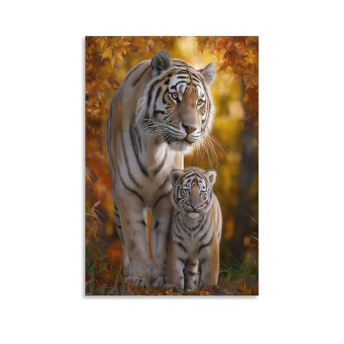 RIAVBAODG Mother Tigre And Her Cubs Peinture Poster Mural Tigre Décoration Murale Peintures Sur Toile Impression Sur Toile Affiche Décor Pour La Décoration...