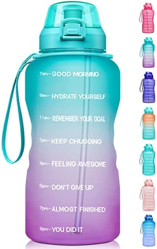 Fidus Large 1 Gallon/128oz Motivational Water Bottle with Time Marker & Straw,Leakproof Tritan BPA Free Water Jug,Ensure You Drink Enough Water Daily for Fitness,Gym and Outdoor Sports