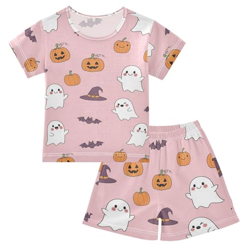 Pajama Short Sets Halloween Themed Cute Pattern Soft Cotton Summer Sleepwear 2 Piece PJS Size 5-14T