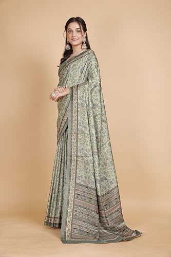 Image of Garden Vareli Pashmina Saree With Unstitched Blouse Piece