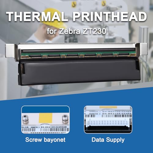 P1037974-010 Druckkopf für Zebra ZT230 ZT220 ZT210 Thermo-Barcode-Drucker, 203 dpi, OEM-Ersatz-Etikettendruckerkopf