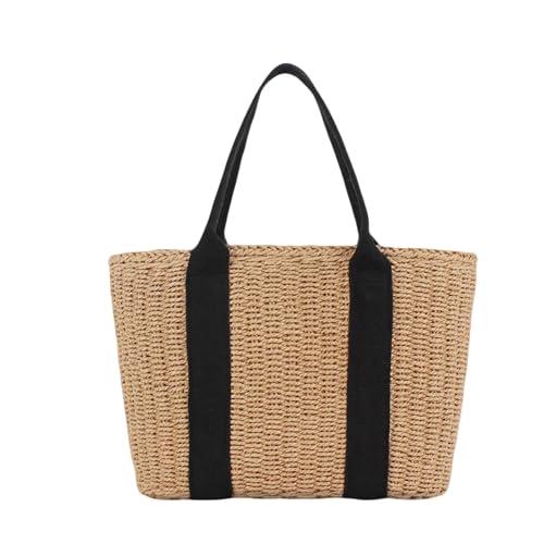 Bolso casual de paja natural para mujer miniatura 1