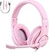 Produktbild ShinePick Gaming Headset for ps4, 3.5mm Wired Leicht Bequem Overear Bass Surround Kinder Headset mit Mikrofon for PS4/ Xbox One/s/PC/Computer (Rosa)
