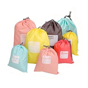 LZYMSZ 8 stuks opbergzakken, reistas, nylon, waterdichte kledingzak, trekkoord, tassen, organizer, tas voor koffer…