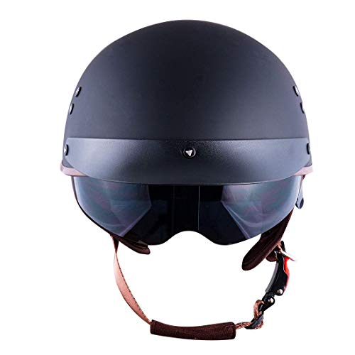 Vcoros F02 Fiberglass Shell Cruise Motorcycle Helmet Frp Half Face Helmet For Men Women Dot Approved (Frp Black, Xl) #TOP2