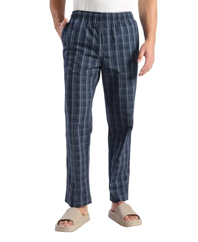 Image of Jockey 9009 Men Super Combed Cotton Woven Fabric Regular Fit Checkered Pyjama with Side Pockets
