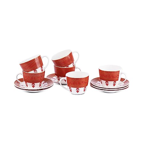 Image of Dandy Lines Royal Mumbai Red Coffee Mug Set - Pack of 12 - Perfect Coffee Mugs for Women /Men - Unique Design - Ideal for Home /Office - Premium Quality, Stylish Cups & Mugs Collection