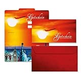 GESCHENKGUTSCHEINcom - 10 Gutscheine blanko zum Falten mit Umschlag für Reisen Urlaub Reisebüros Reiseagenturen - Vordruck/Formular R207-1-10